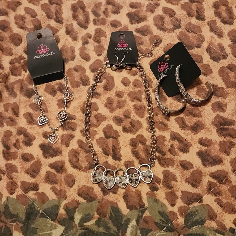 Heart Themed Necklace, Bracelet And Upgraded Earrings